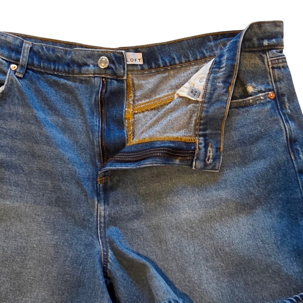 Loft Denim Jean Shorts Rolled Hem sz 16 Lightly Distressed 5.5" length